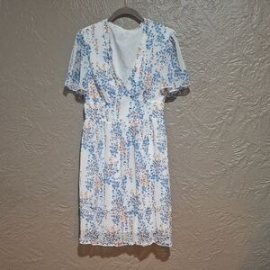Rangele Wome's Floral Midi Dress in Blue and Peach Size XL